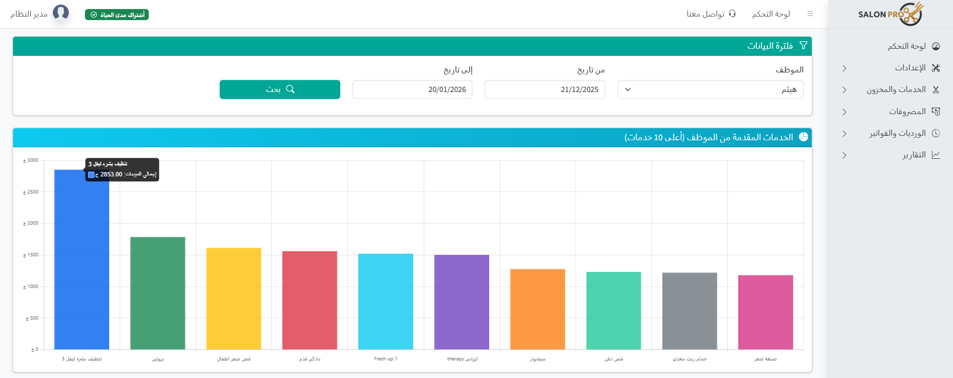 Employee services report